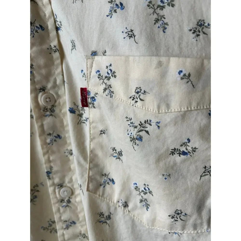 Levi's Floral Print Short-Sleeve Button-Down Camp Shirt Size XXL yellow